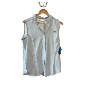 NWT Columbia PFG Sleeveless Fishing Shirt Womens Large Grey Omni-Shade UPF 40